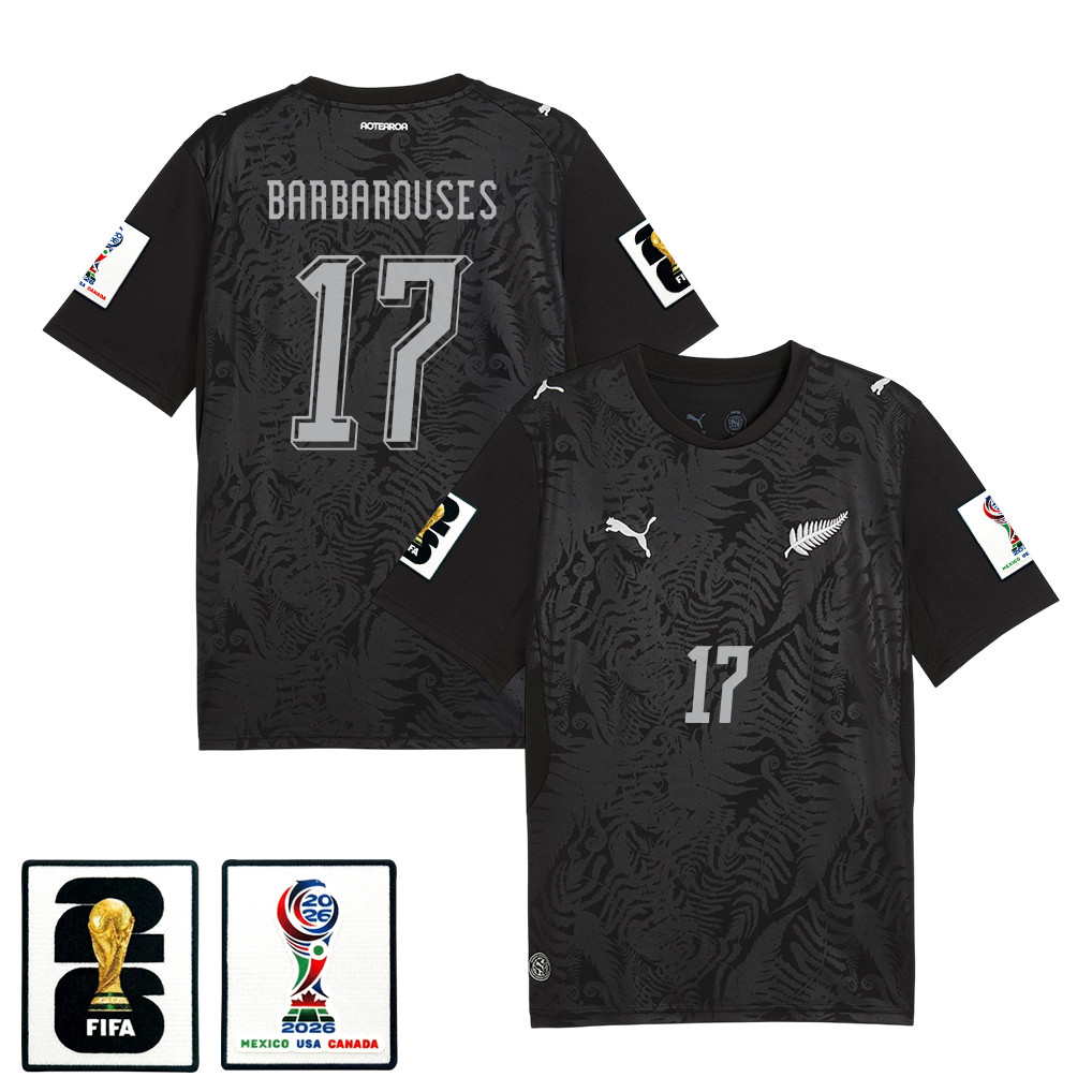 Kosta Barbarouses 17 New Zealand National Team 2026 Home Jersey - Black, Men - Jersey Teams