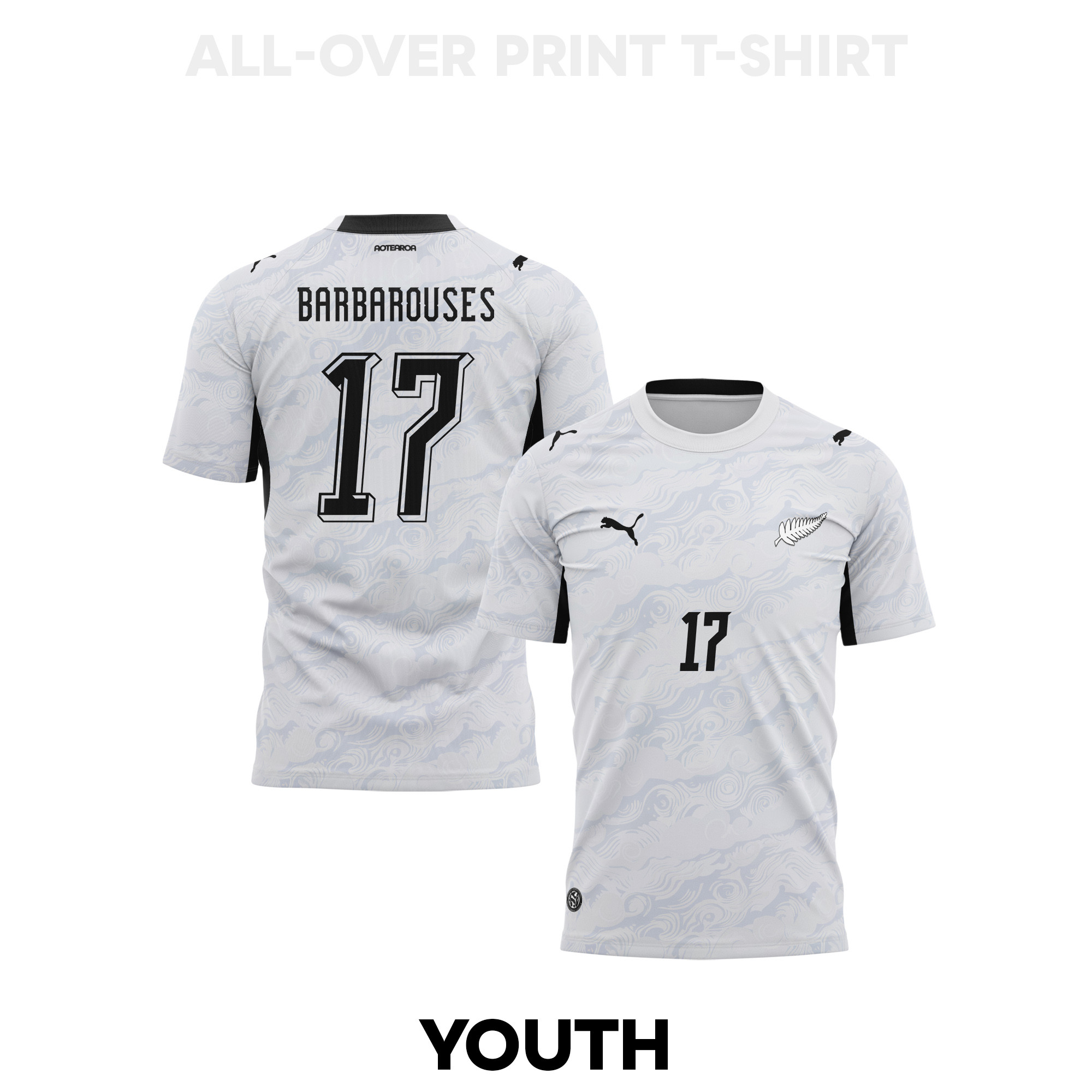 Kosta Barbarouses 17 Youth New Zealand 2026 Away 3D T-shirt Fully Printed – White - Jersey Teams