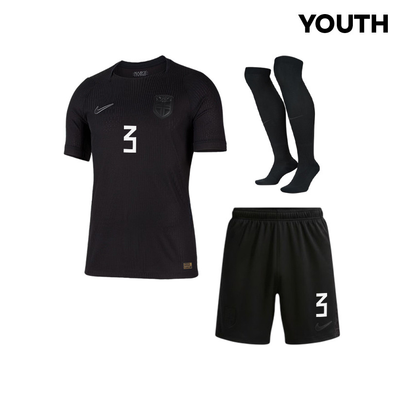 Kristoffer Vassbakk Ajer 3 Norway 2026 YOUTH Away Kit Set – Black - Jersey Teams