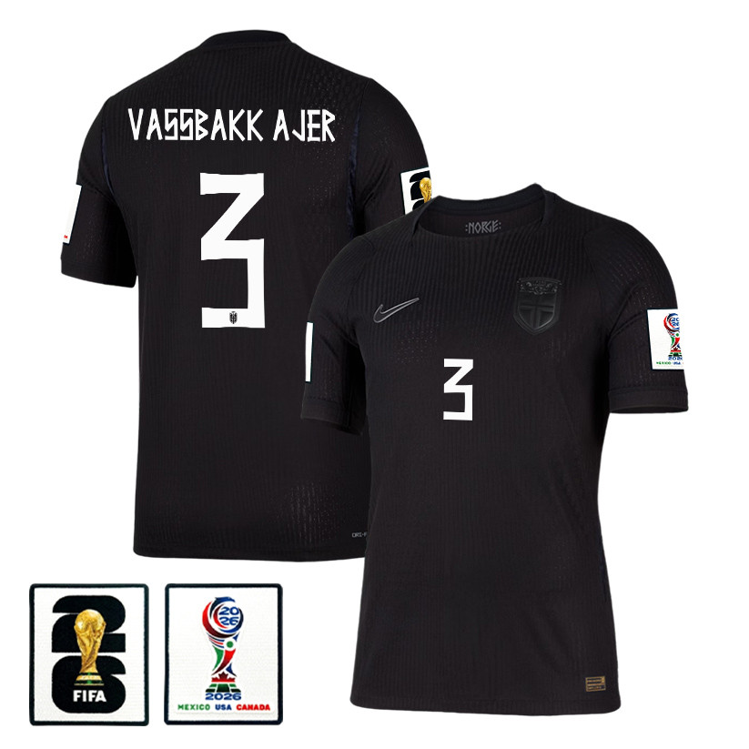 Kristoffer Vassbakk Ajer 3 Norway National Team 2026 Away Jersey - Black, Men - Jersey Teams