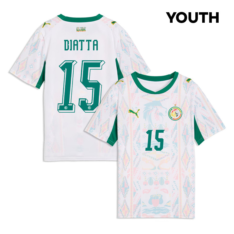 Krépin Diatta 15 Youth Senegal National Team 2026 Home Jersey - White - Jersey Teams