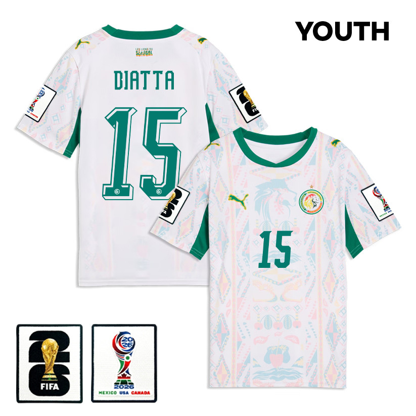 Krépin Diatta 15 Youth Senegal National Team 2026 Home Jersey - White - Jersey Teams