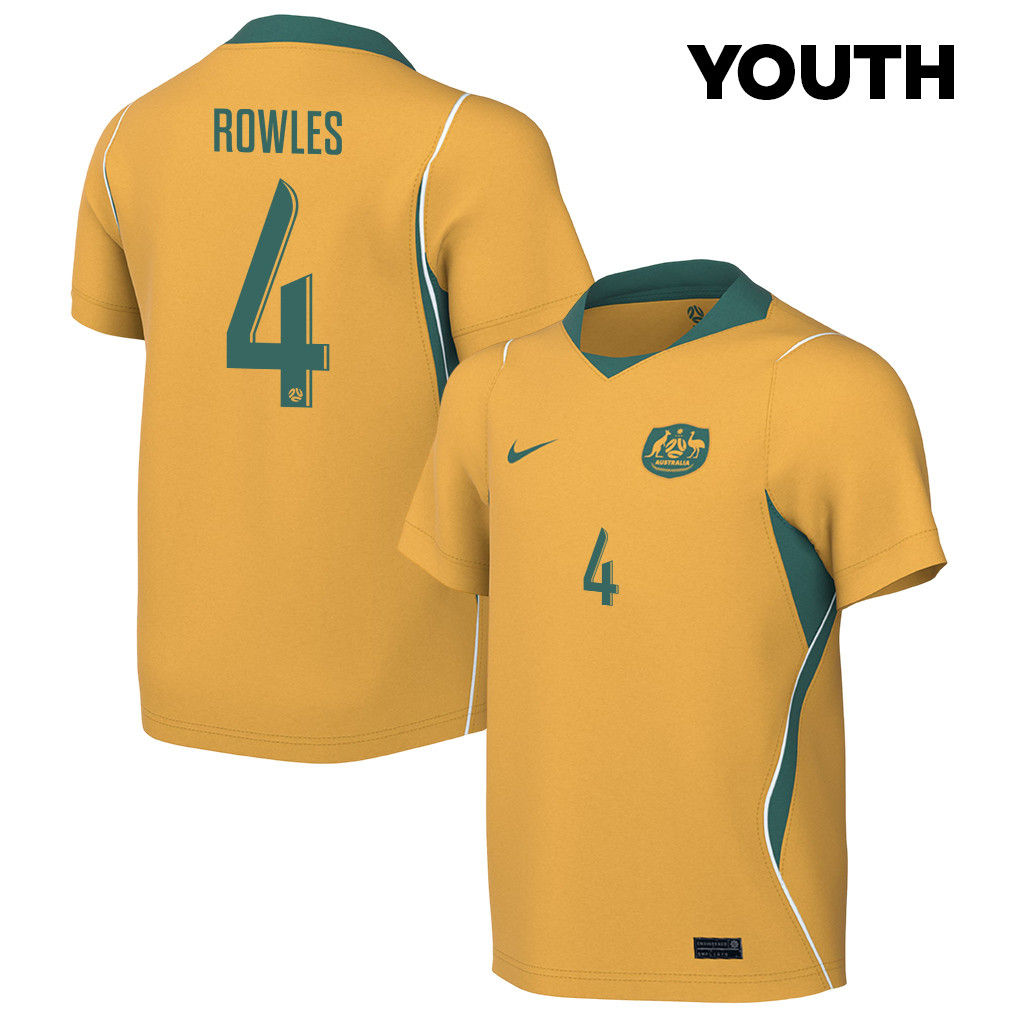 Kye Rowles 4 Youth Australia National Team 2026 Home Jersey - Yellow - Jersey Teams