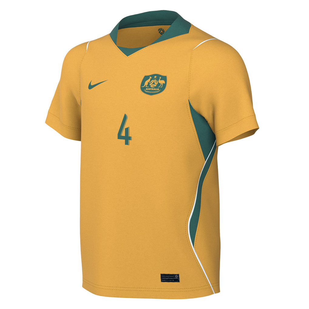 Kye Rowles 4 Youth Australia National Team 2026 Home Jersey - Yellow - Jersey Teams