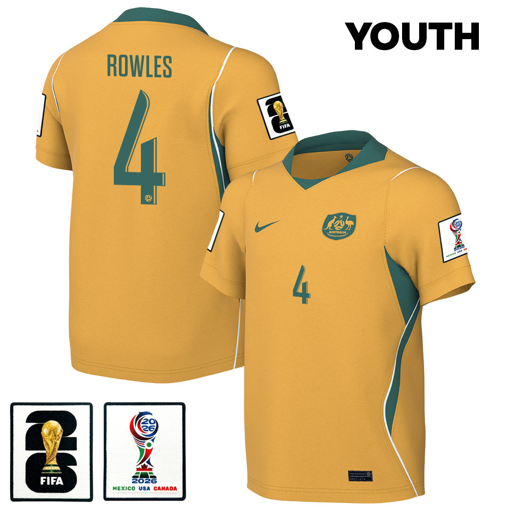 Kye Rowles 4 Youth Australia National Team 2026 Home Jersey - Yellow - Jersey Teams
