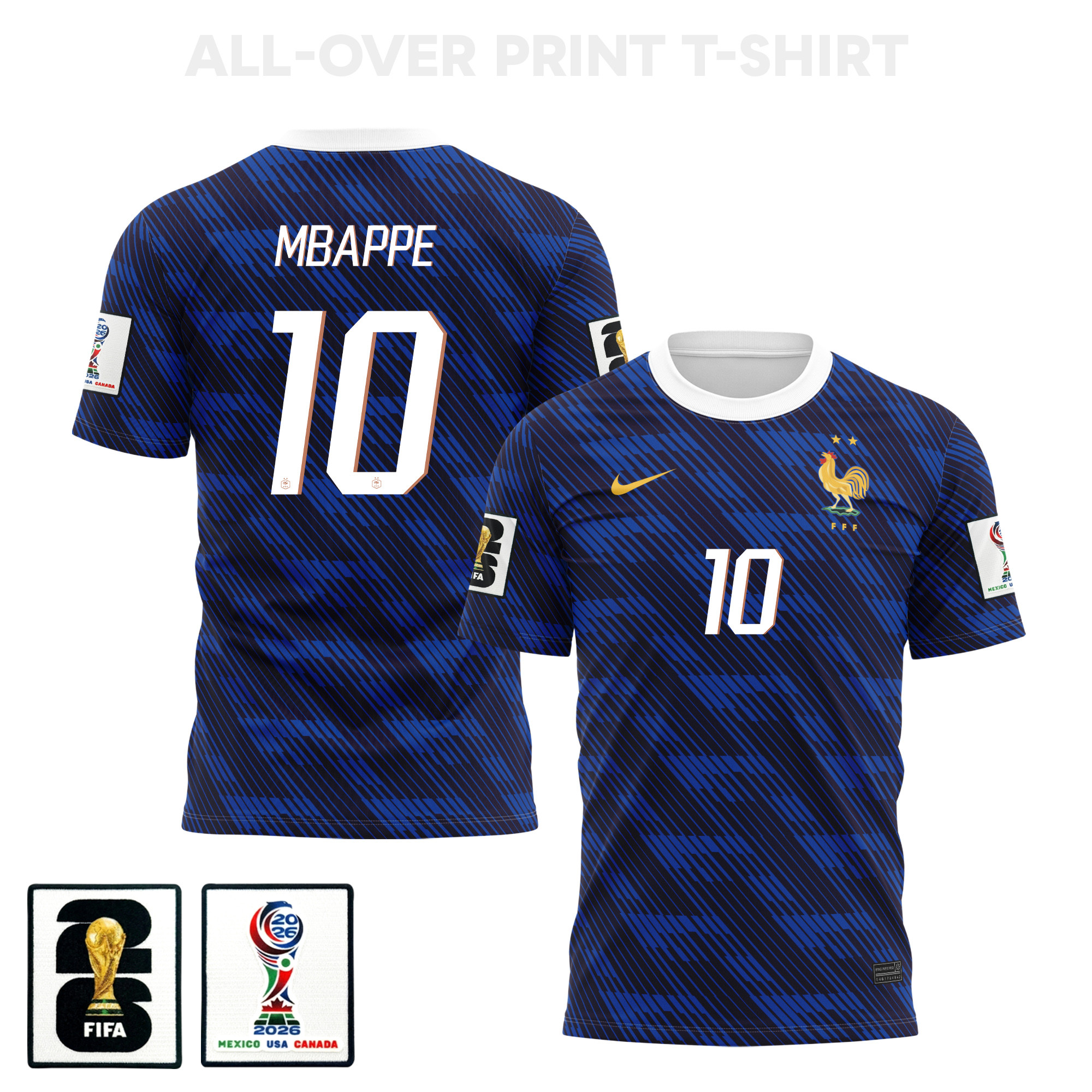 Kylian Mbappé 10 France 2026 Home 3D T-Shirt Fully Printed – Unisex, Blue - Jersey Teams