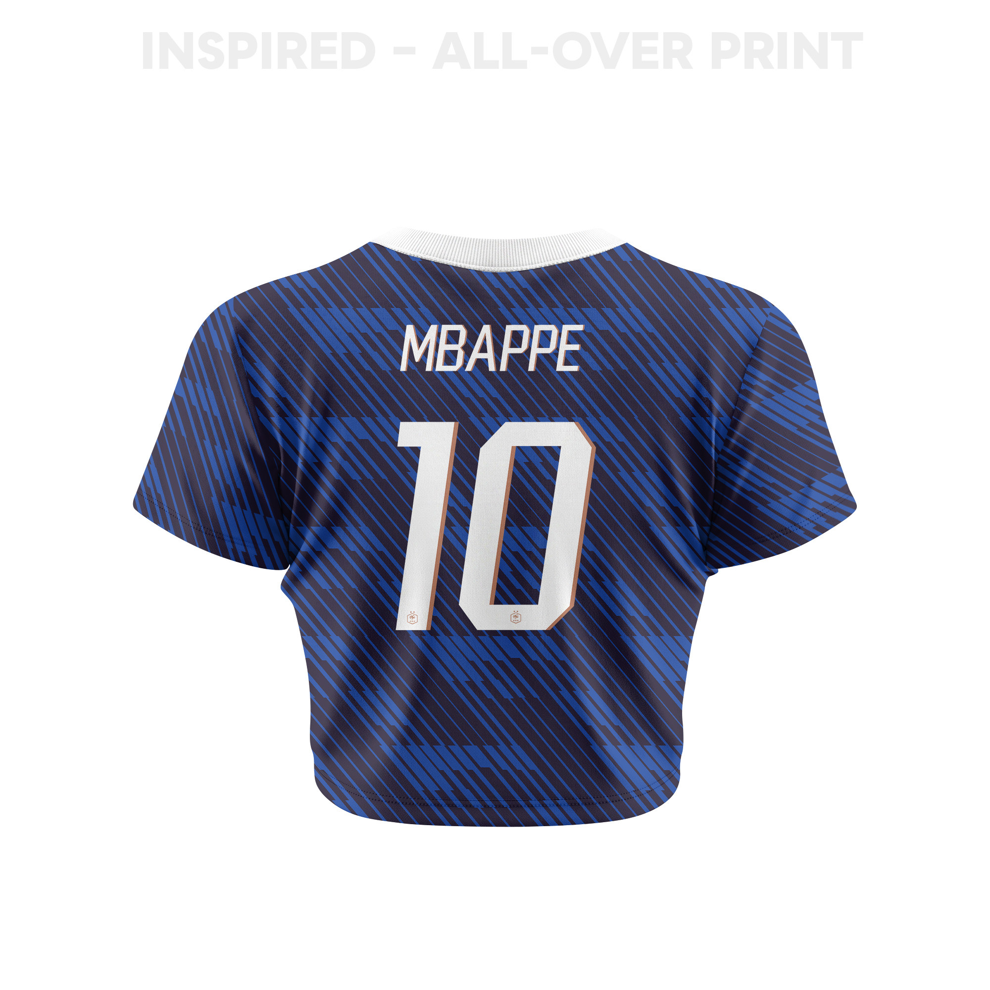 Kylian Mbappé 10 France 2026 Women's Home All-Over Print Cropped Jersey - Blue - Jersey Teams