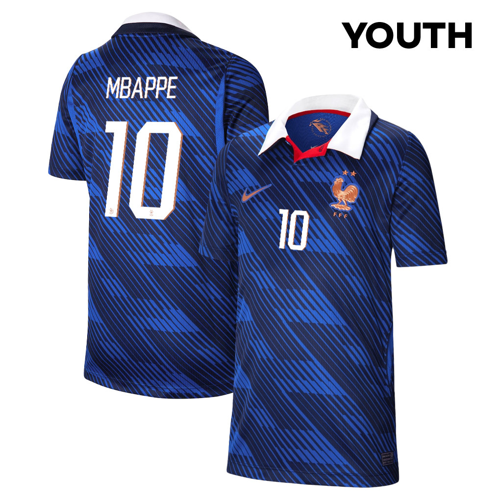 Kylian Mbappé 10 Youth France National Team 2026 Home Jersey - Blue - Jersey Teams