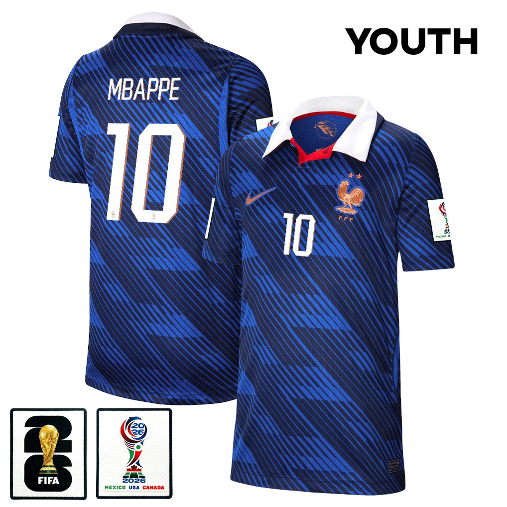 Kylian Mbappé 10 Youth France National Team 2026 Home Jersey – Blue – Jersey Teams