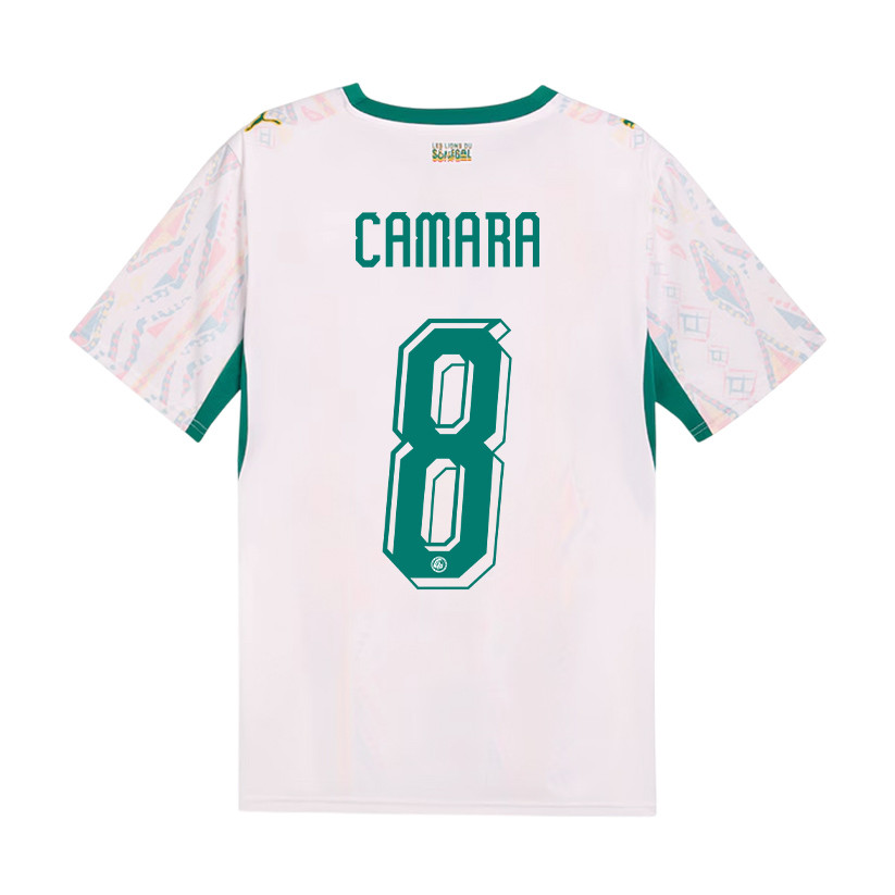 Lamine Camara 8 Senegal National Team 2026 x World Cup Patch Home Jersey - Men, White - Jersey Teams