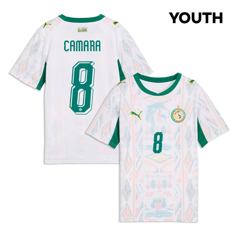Lamine Camara 8 Youth Senegal National Team 2026 Home Jersey - White - Jersey Teams