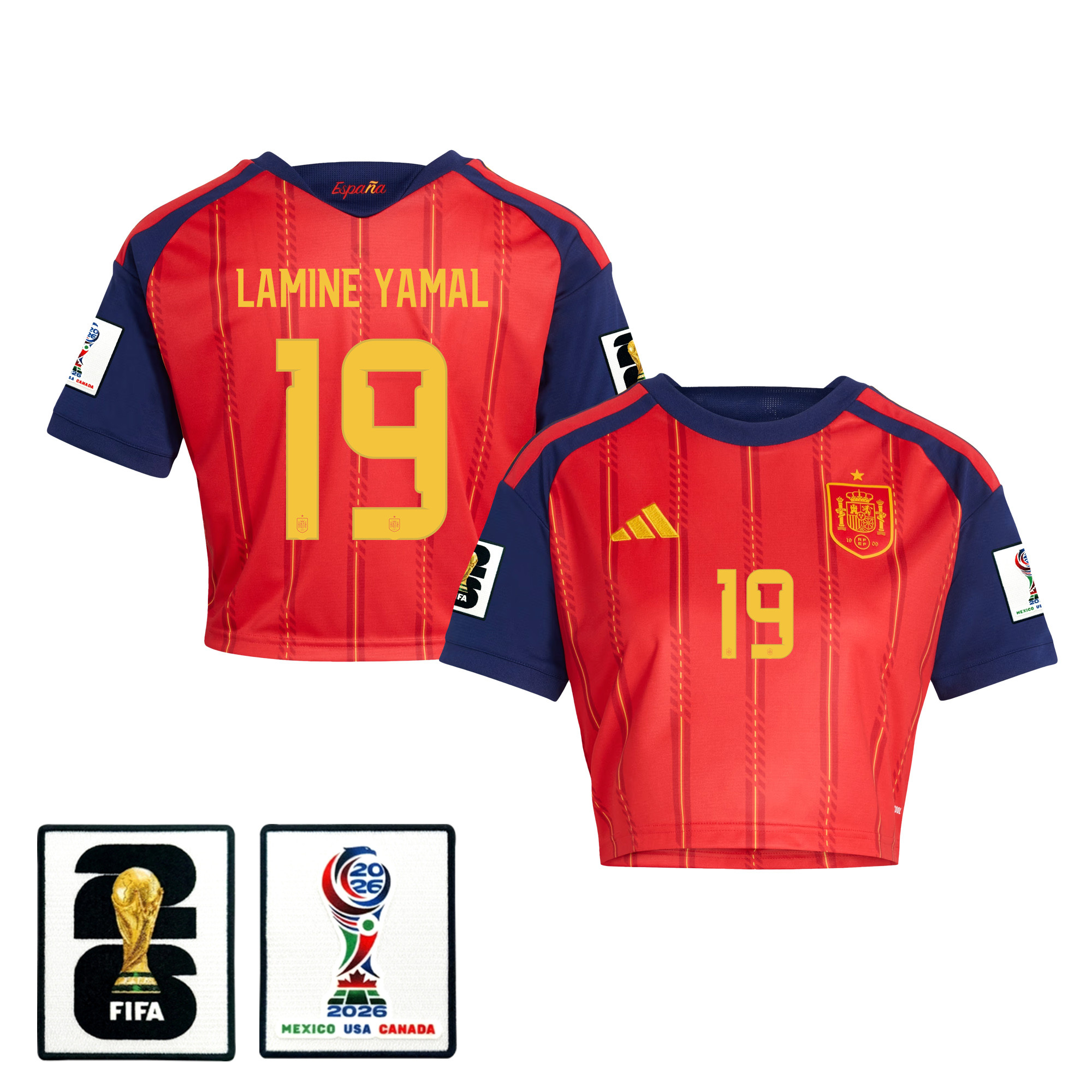 Lamine Yamal 19 Spain 2026 Home Women’s Cropped Jersey – Red – Jersey Teams