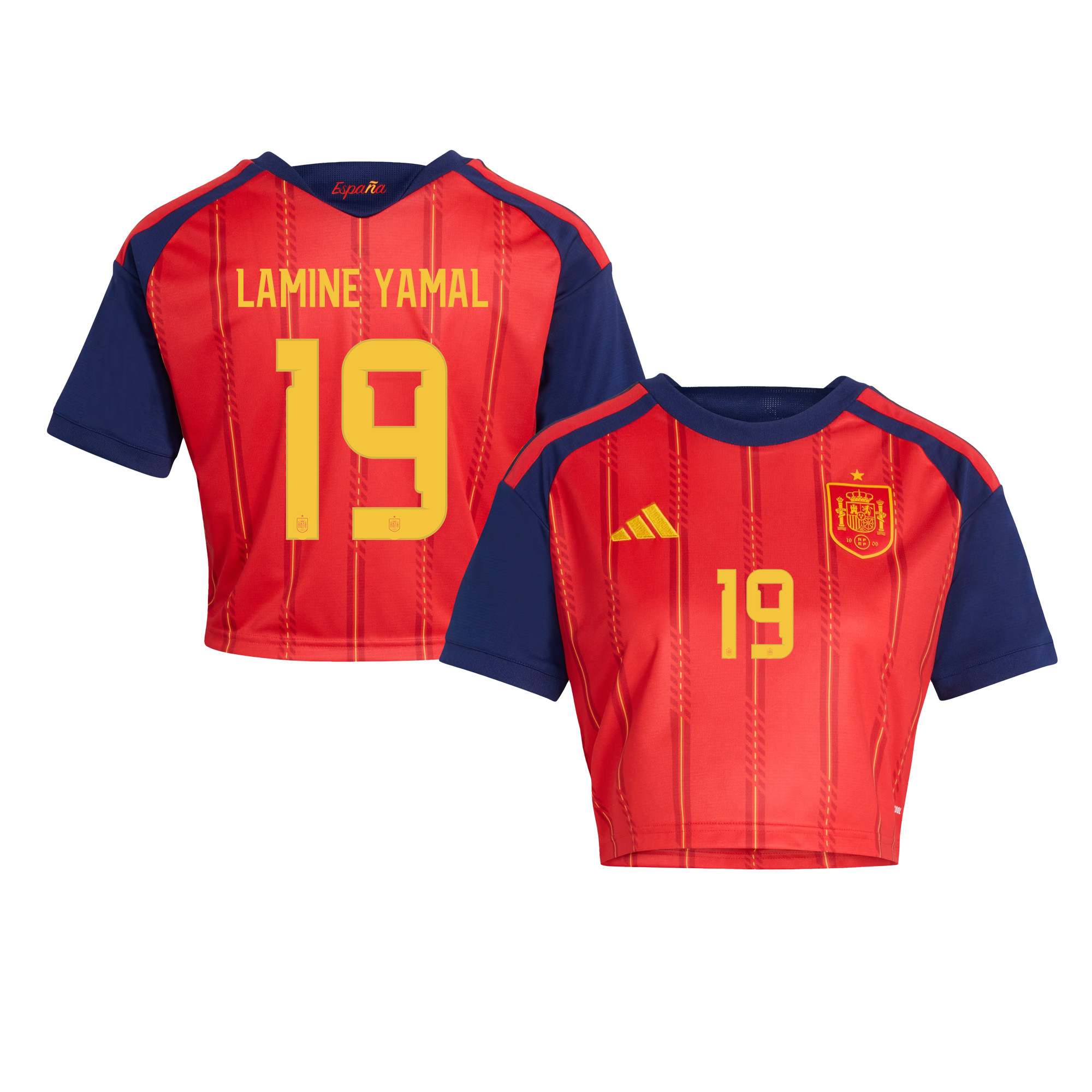 Lamine Yamal 19 Spain 2026 Home Women’s Cropped Jersey - Red - Jersey Teams
