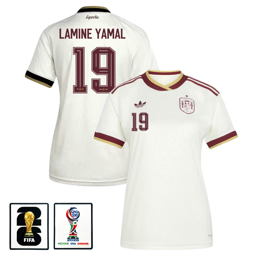 Lamine Yamal 19 Women’s Spain National Team 2026 Away Jersey – White – Jersey Teams