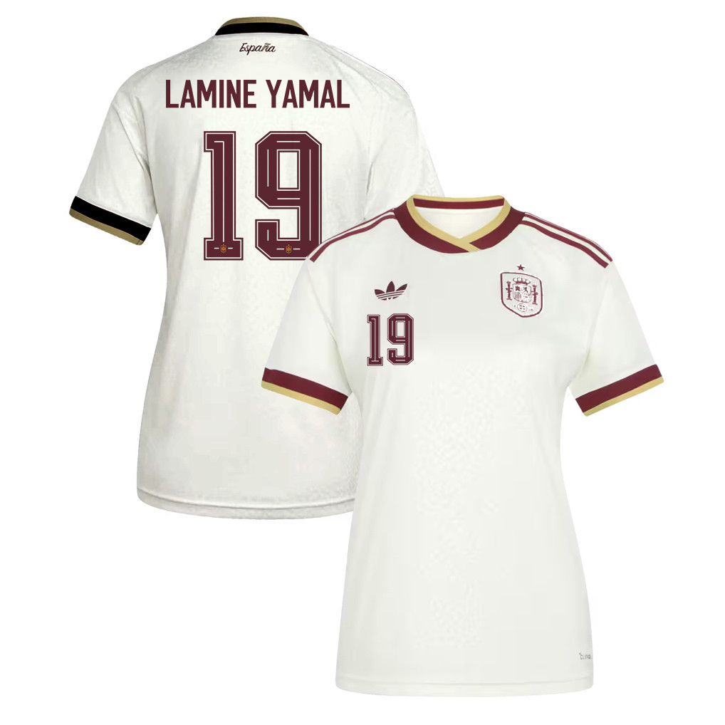 Lamine Yamal 19 Women's Spain National Team 2026 Away Jersey - White - Jersey Teams