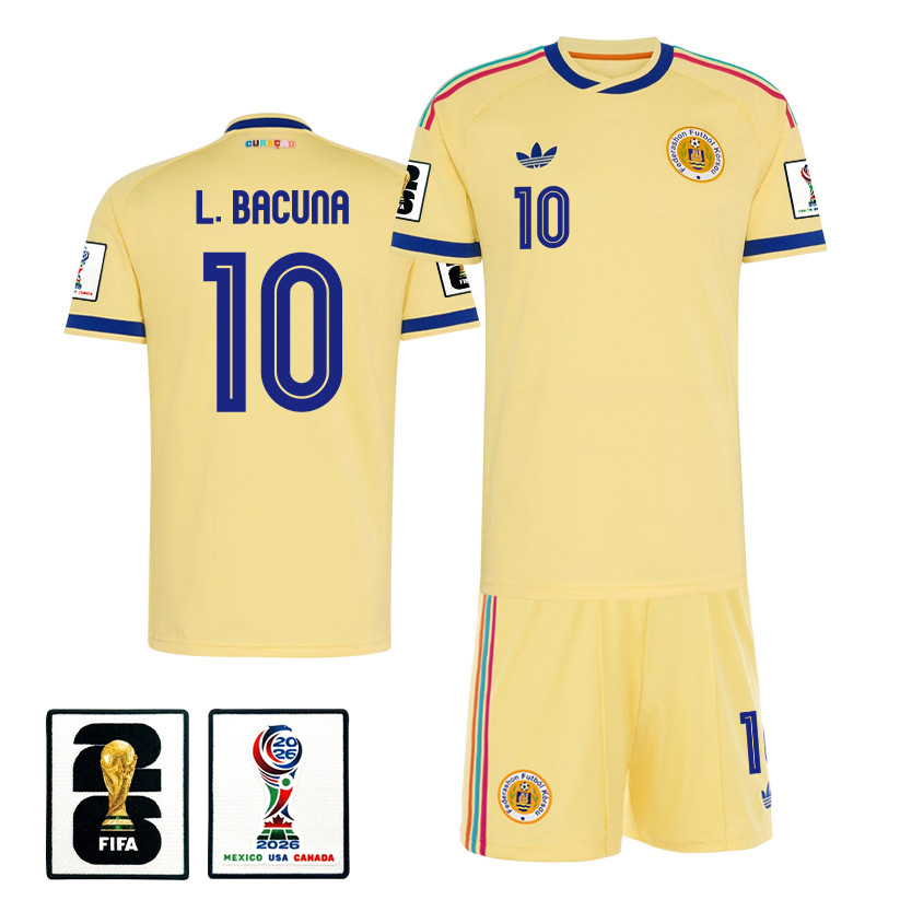 Leandro Bacuna 10 Curacao 2026 Away Men Jersey & Shorts Set – Yellow – Jersey Teams