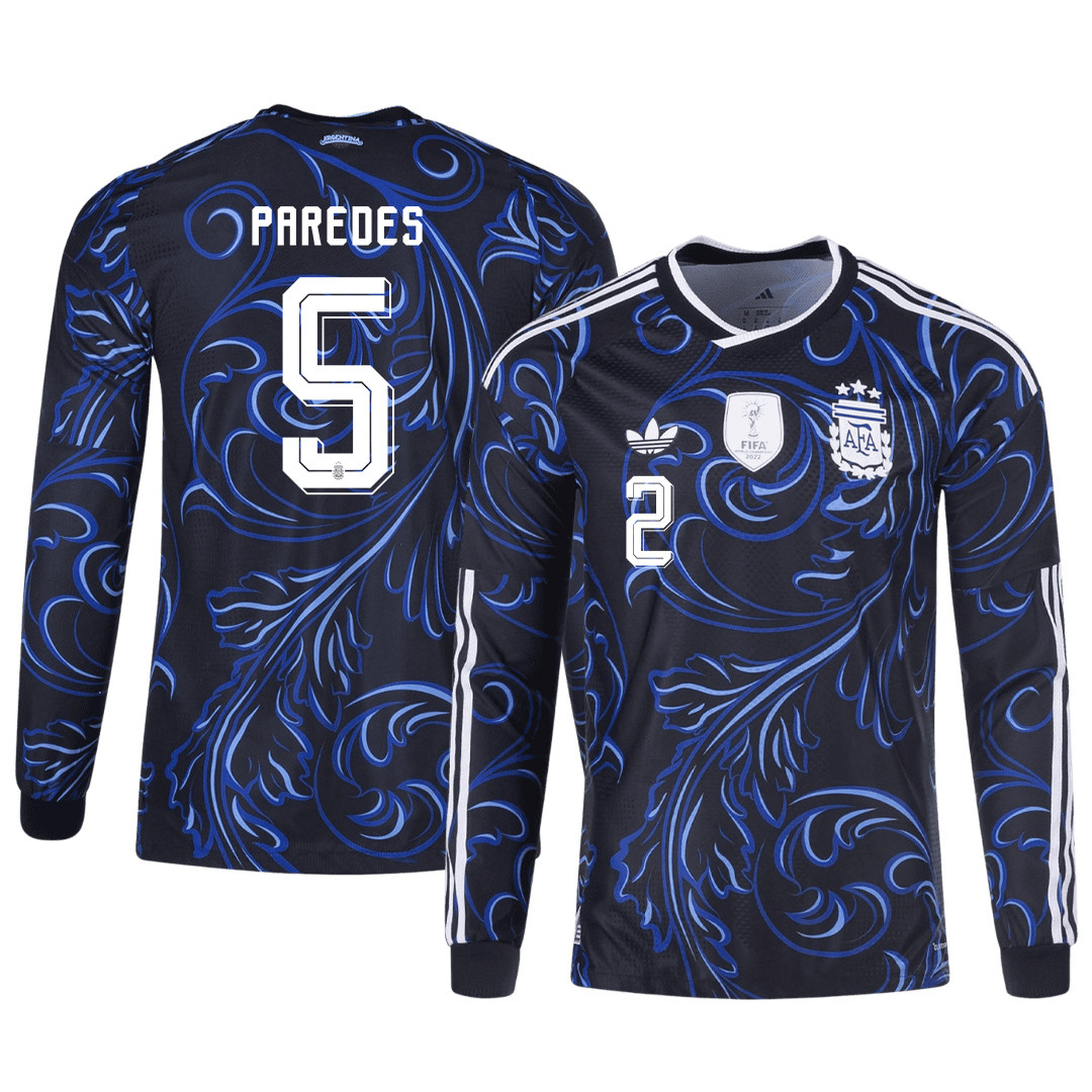 Leandro Paredes 5 Argentina 2026 Away Long Sleeve Jersey – Black – Jersey Teams