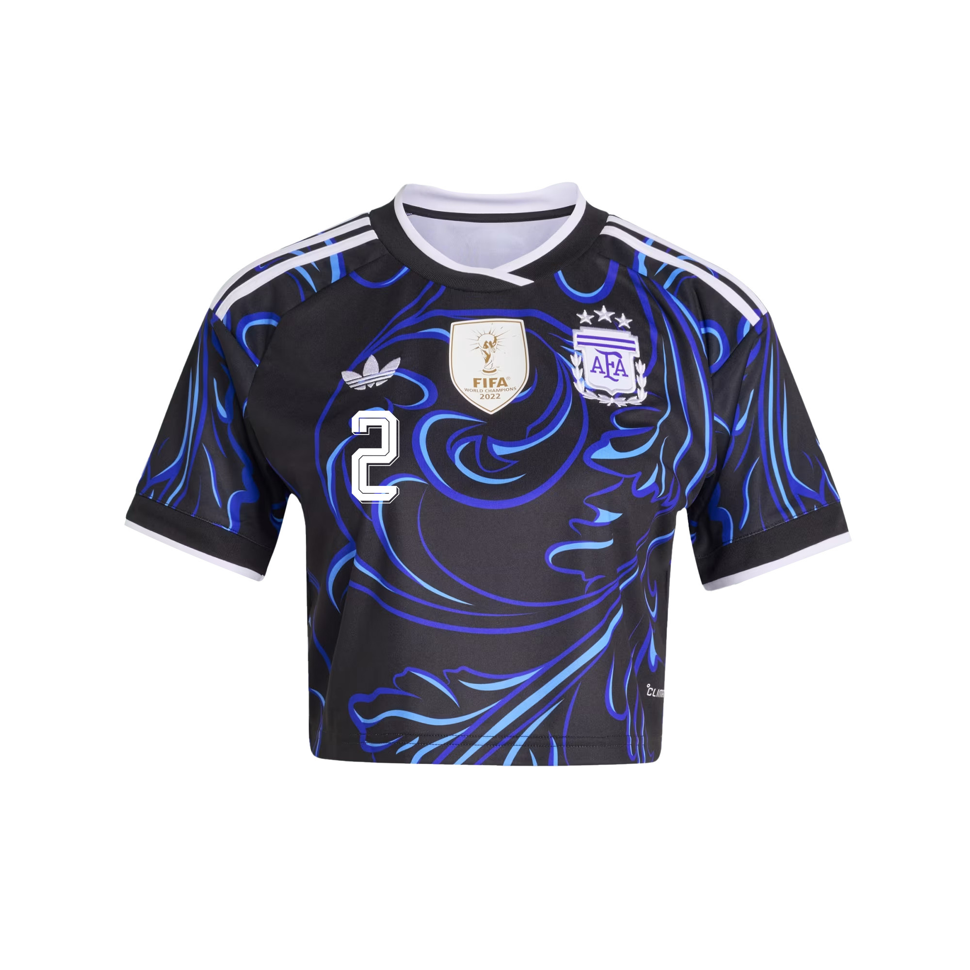 Leandro Paredes 5 Argentina 2026 Away Women’s Cropped Jersey - Black - Jersey Teams