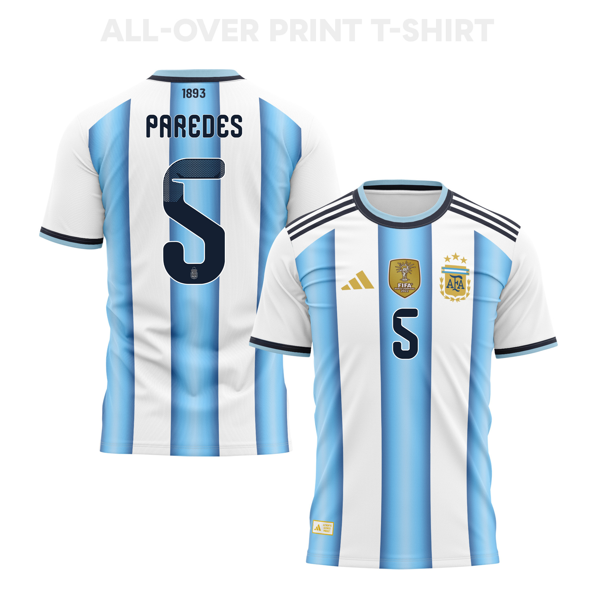 Leandro Paredes 5 Argentina 2026 Home 3D T-Shirt Fully Printed – Unisex, White - Jersey Teams