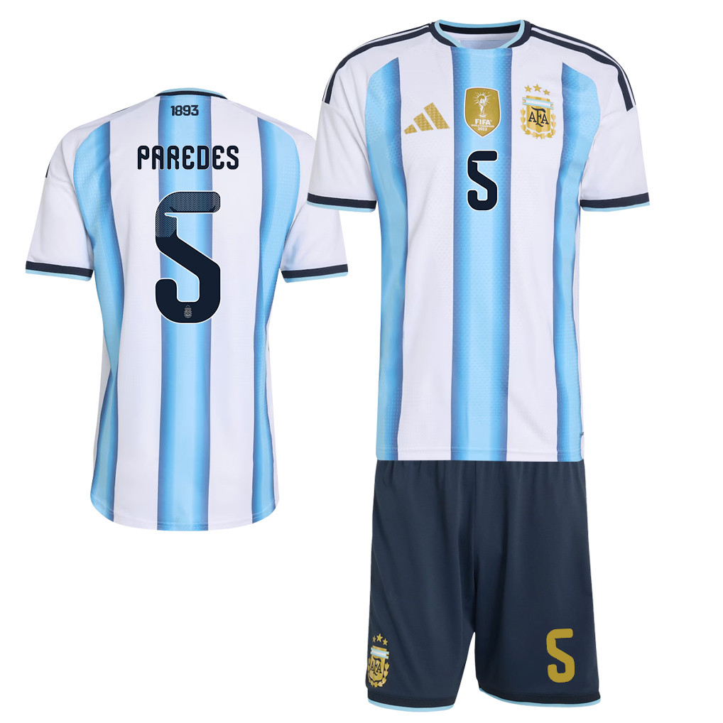 Leandro Paredes 5 Argentina 2026 Home Men Jersey & Shorts Set – White - Jersey Teams