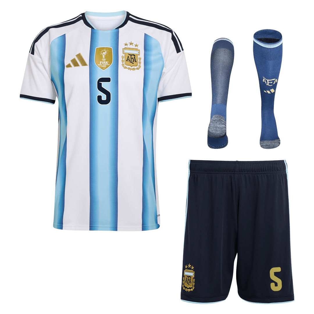 Leandro Paredes 5 Argentina 2026 Home Men Kit Set – White - Jersey Teams