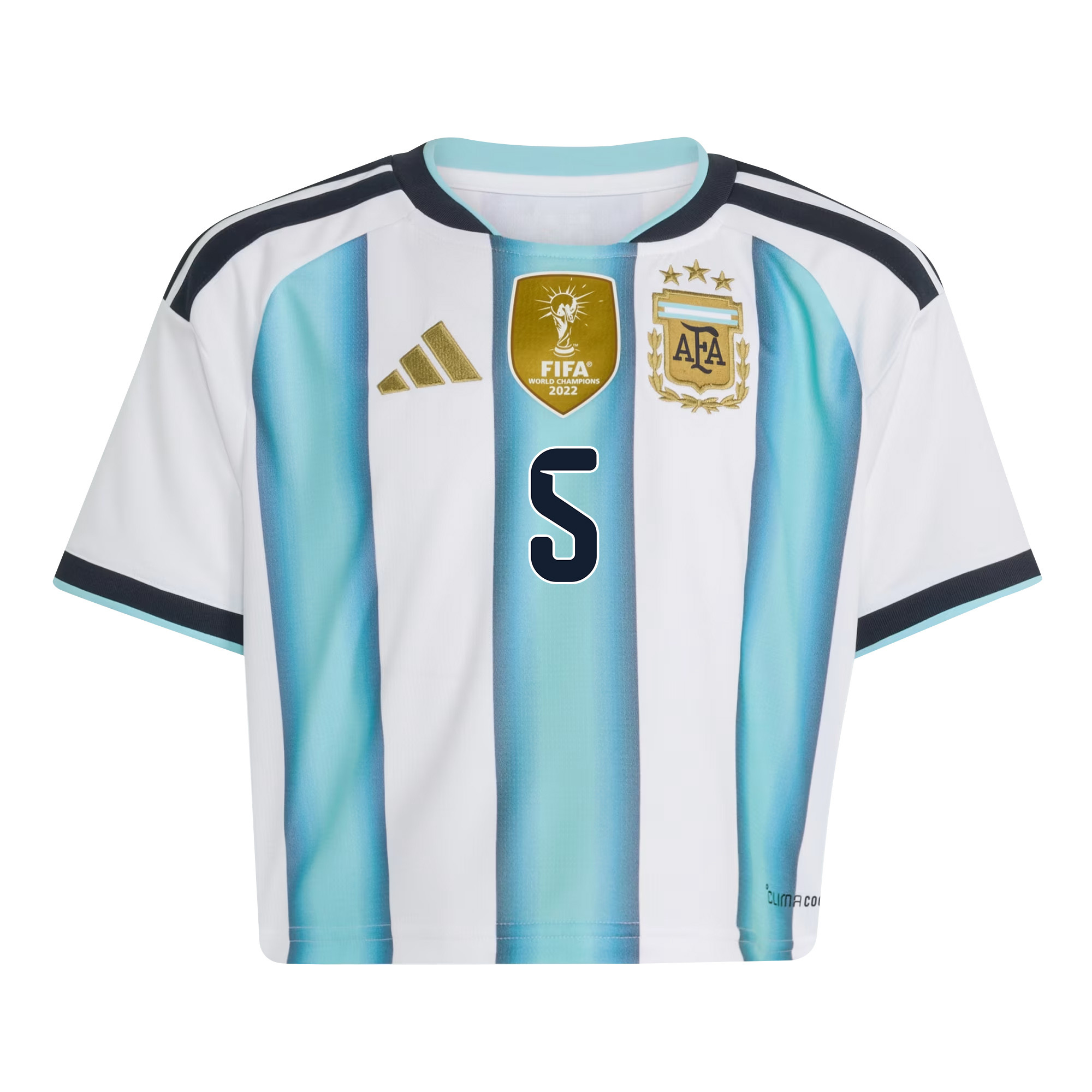 Leandro Paredes 5 Argentina 2026 Home Women’s Cropped Jersey - White - Jersey Teams