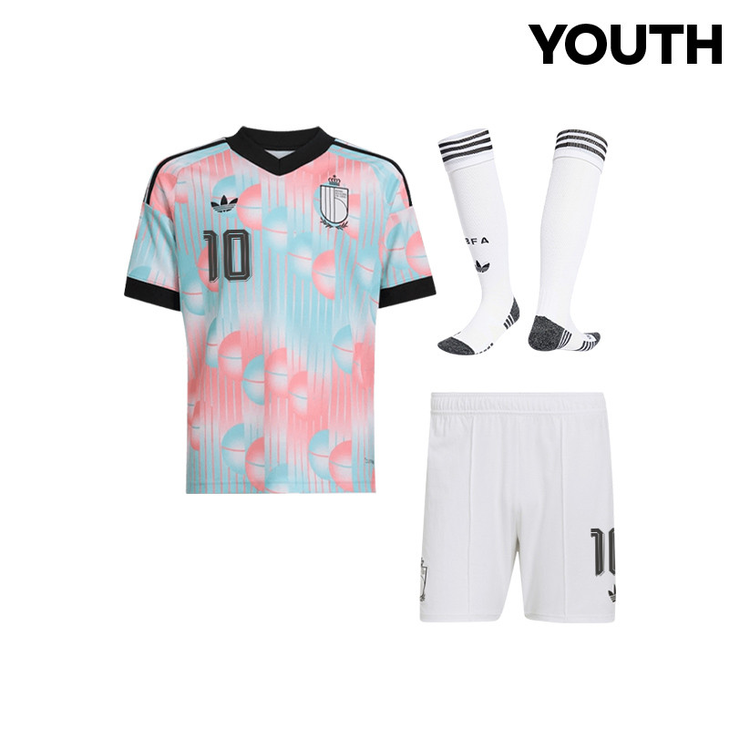 Leandro Trossard 10 Belgium 2026 YOUTH Away Kit Set – Light Blue - Jersey Teams