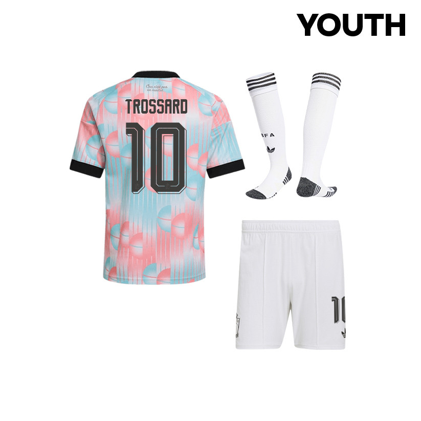 Leandro Trossard 10 Belgium 2026 YOUTH Away Kit Set – Light Blue - Jersey Teams