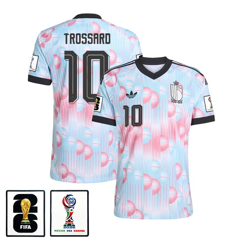 Leandro Trossard 10 Belgium National Team 2026 x World Cup Patch Away Jersey - Light Blue, Men - Jersey Teams