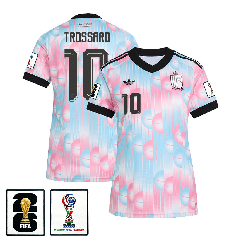 Leandro Trossard 10 Women’s Belgium National Team 2026 Away Jersey – Light Blue – Jersey Teams
