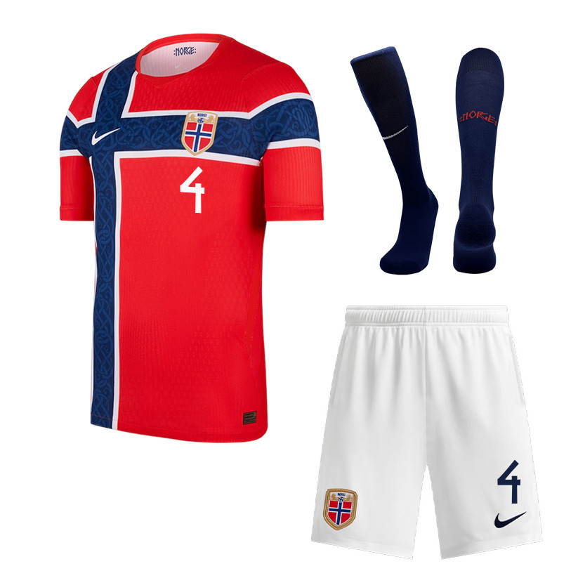 Leo Oestigard 4 Norway 2026 Home Men Kit Set – Red - Jersey Teams