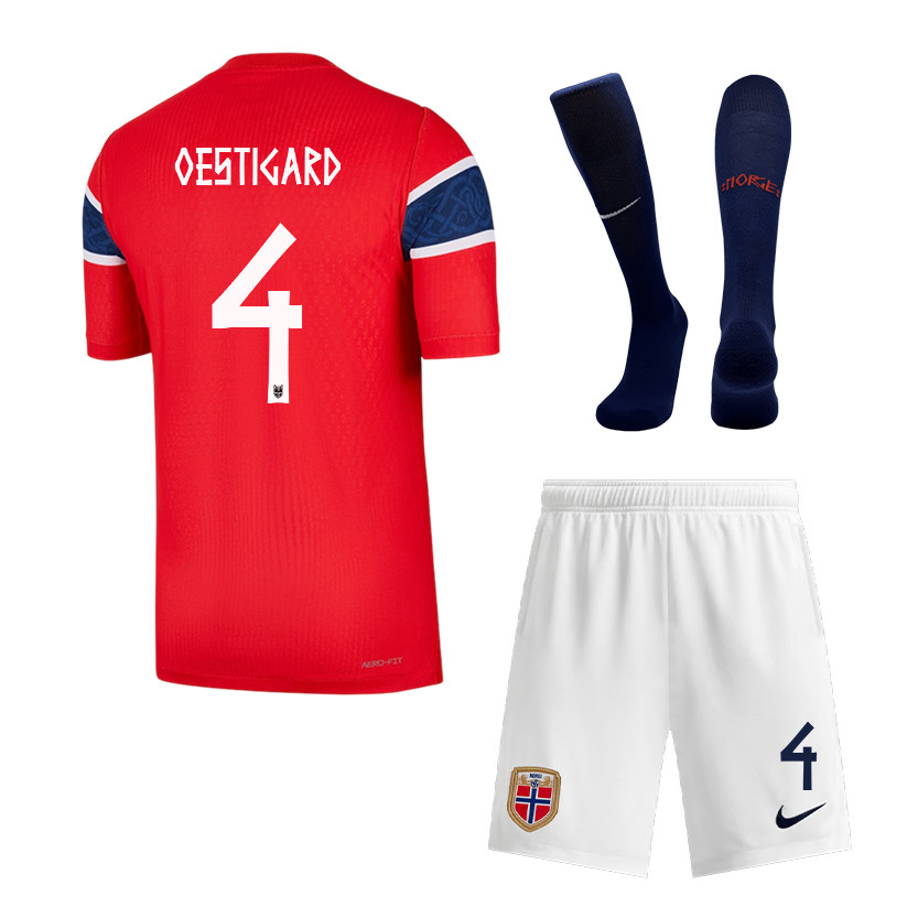 Leo Oestigard 4 Norway 2026 Home Men Kit Set – Red - Jersey Teams