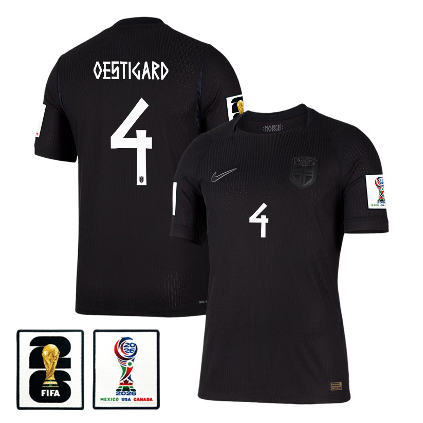 Leo Oestigard 4 Norway National Team 2026 Away Jersey - Black, Men - Jersey Teams