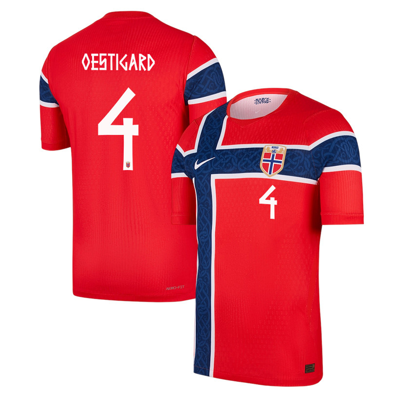Leo Oestigard 4 Norway National Team 2026 Home Jersey - Red, Men - Jersey Teams