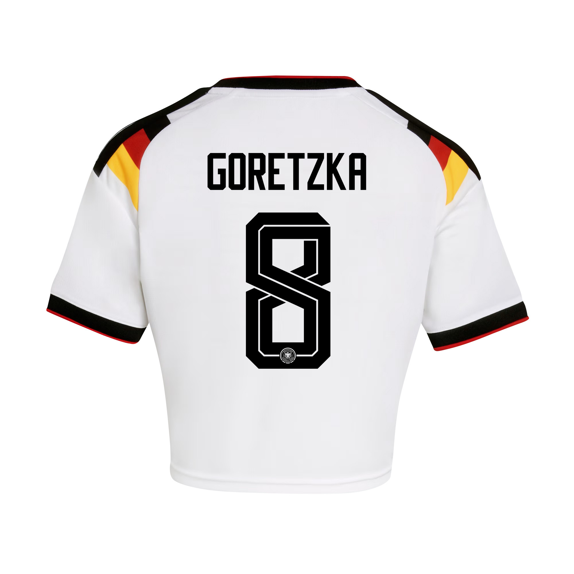 Leon Goretzka 8 Germany 2026 Home Women’s Cropped Jersey - White - Jersey Teams