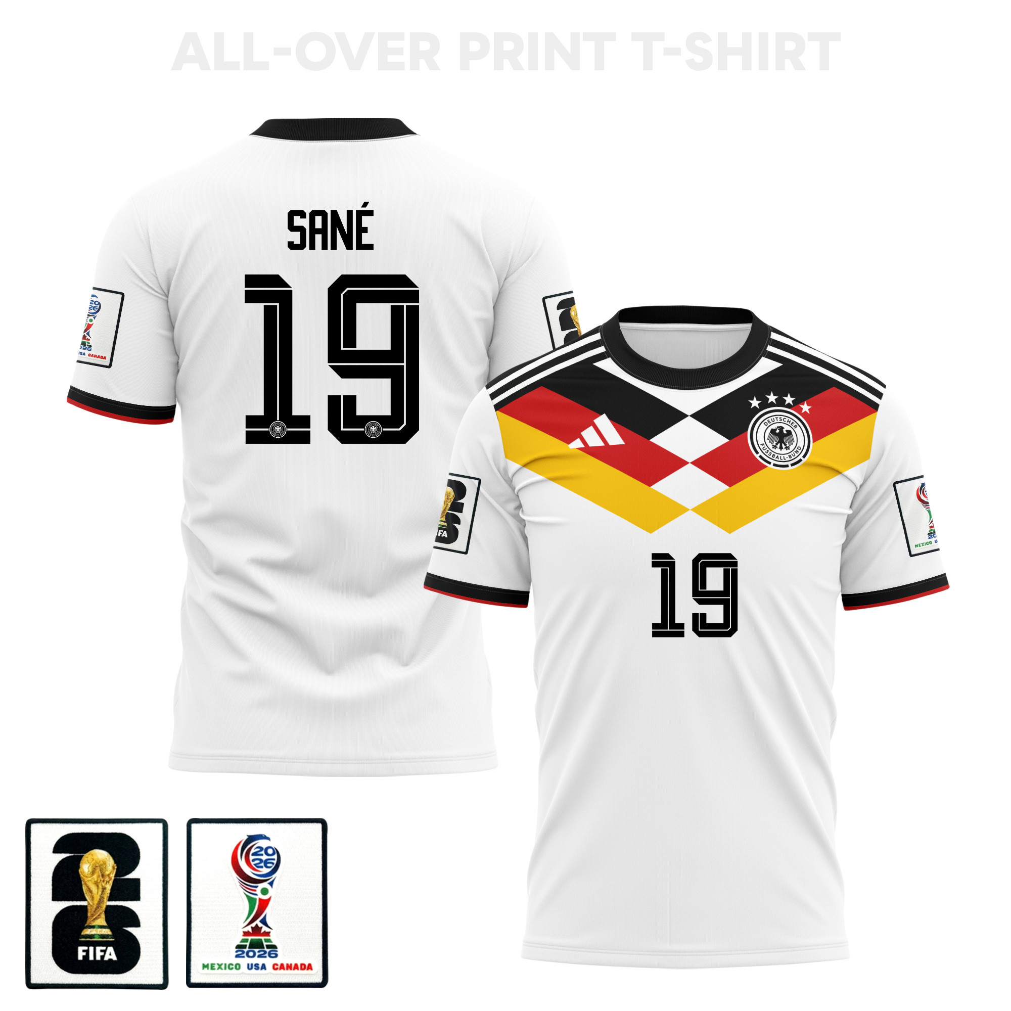 Leroy Sané 19 Germany 2026 Home 3D T-Shirt Fully Printed – Unisex, White - Jersey Teams