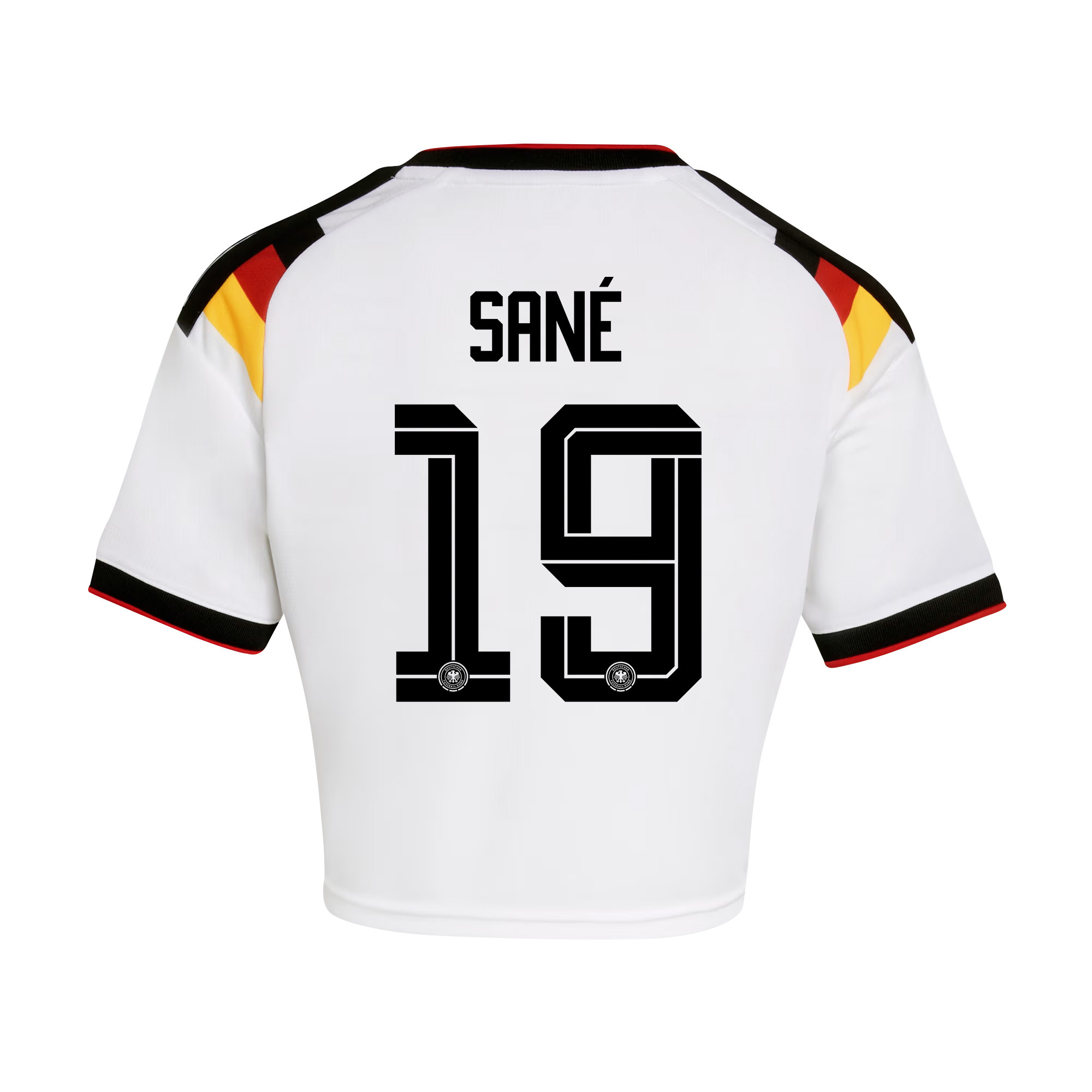 Leroy Sané 19 Germany 2026 Home Women’s Cropped Jersey - White - Jersey Teams