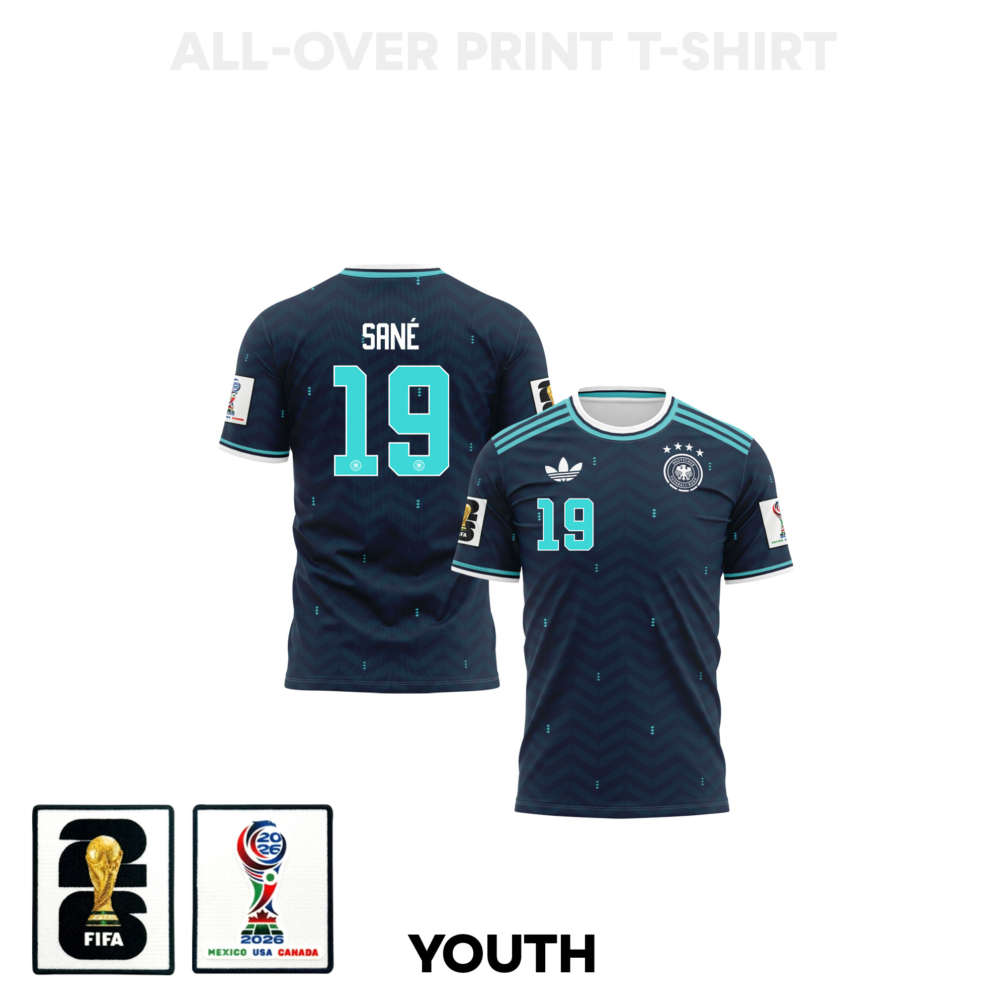 Leroy Sané 19 Youth Germany 2026 Away 3D T-shirt Fully Printed – Navy - Jersey Teams