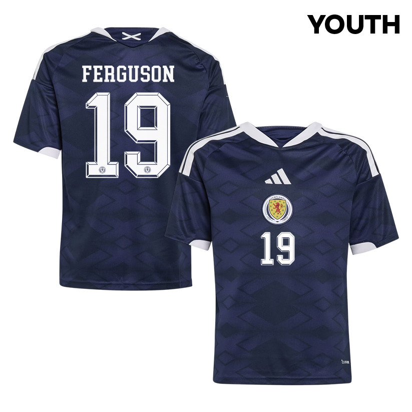 Lewis Ferguson 19 Youth Scotland National Team 2026 Home Jersey - Navy - Jersey Teams