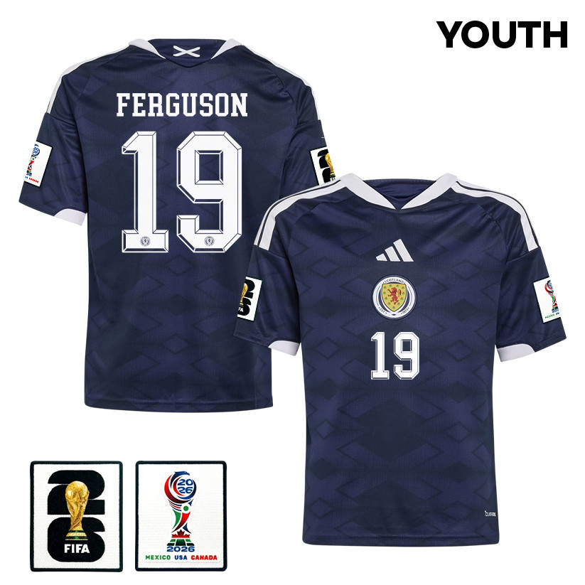 Lewis Ferguson 19 Youth Scotland National Team 2026 Home Jersey - Navy - Jersey Teams