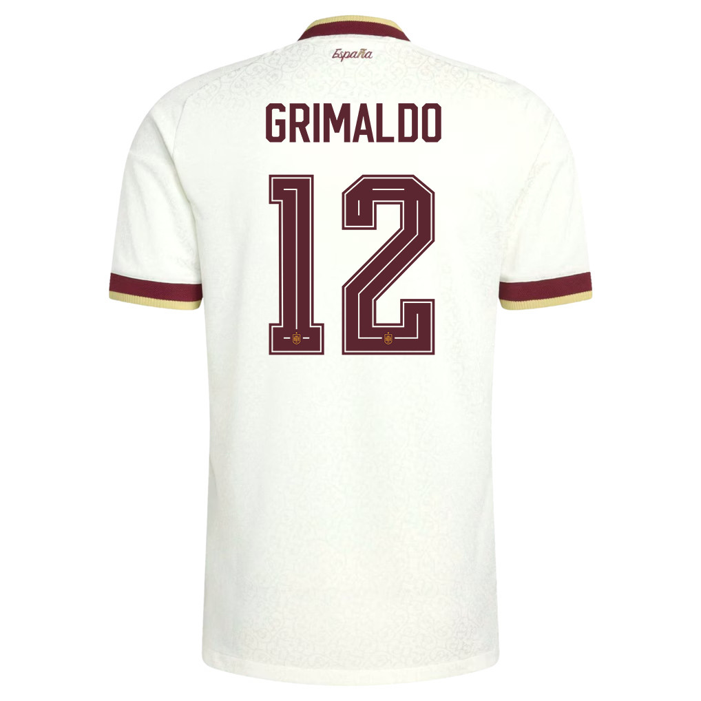 Álex Grimaldo 12 Spain National Team 2026 Away Jersey – White, Men – Jersey Teams