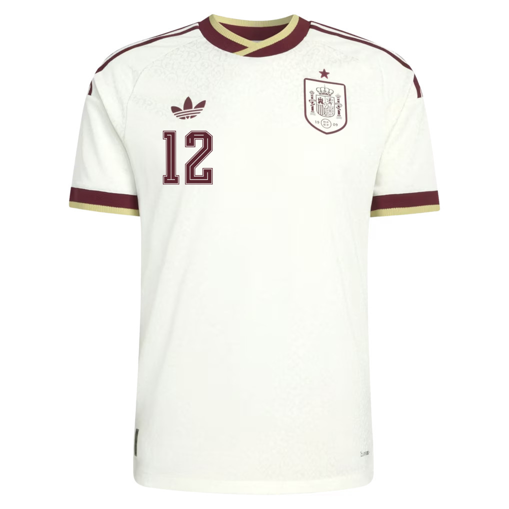 Álex Grimaldo 12 Spain National Team 2026 Away Jersey - White, Men - Jersey Teams