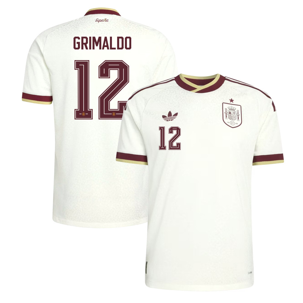 Álex Grimaldo 12 Spain National Team 2026 Away Jersey - White, Men - Jersey Teams
