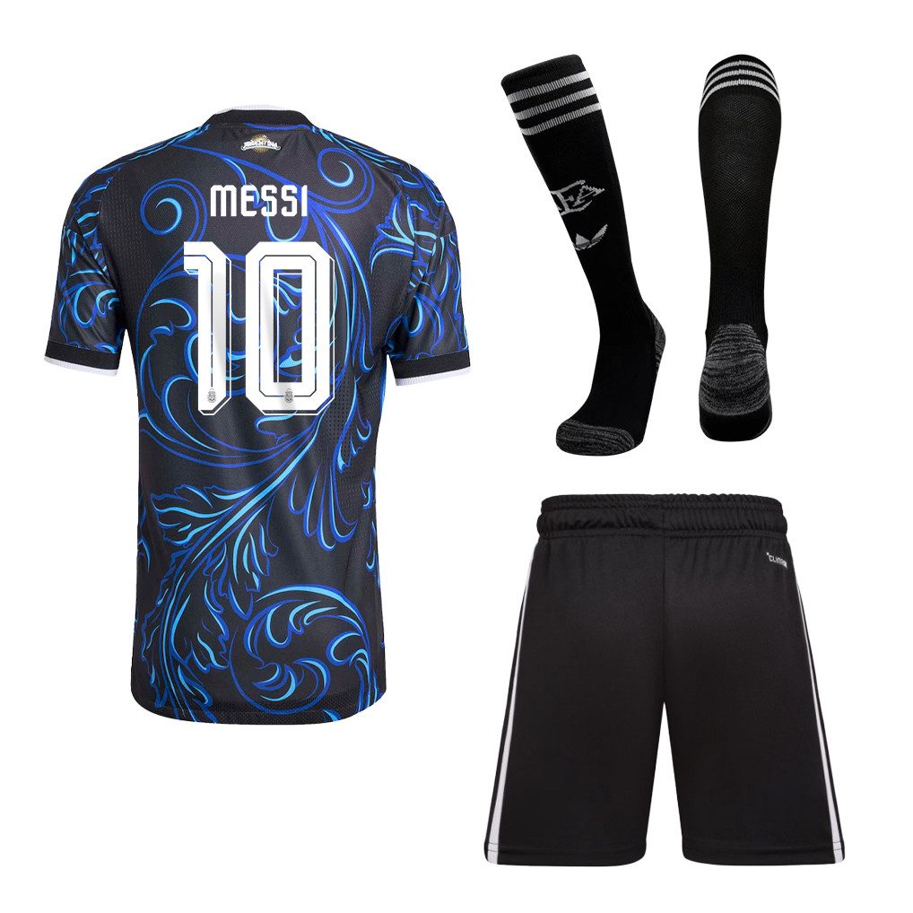 Lionel Messi 10 Argentina 2026 Away Men Kit Set – Black - Jersey Teams