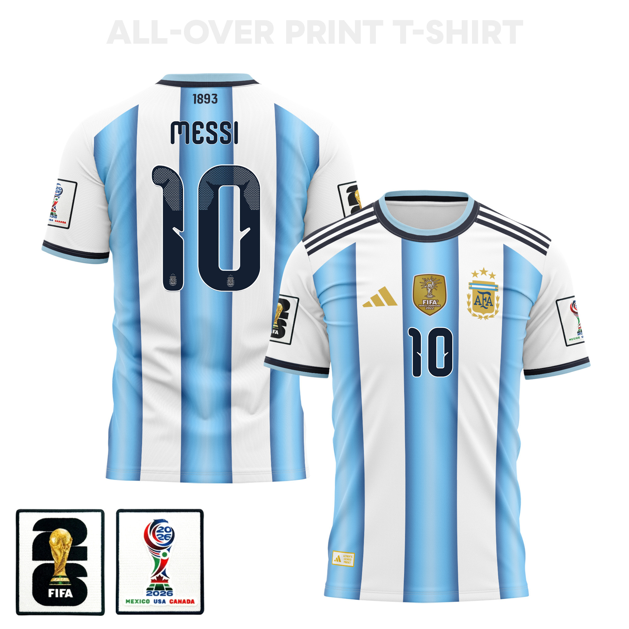 Lionel Messi 10 Argentina 2026 Home 3D T-Shirt Fully Printed – Unisex, White - Jersey Teams