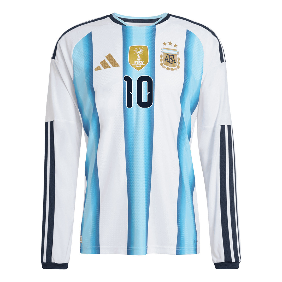 Lionel Messi 10 Argentina 2026 Home Long Sleeve Jersey - White - Jersey Teams