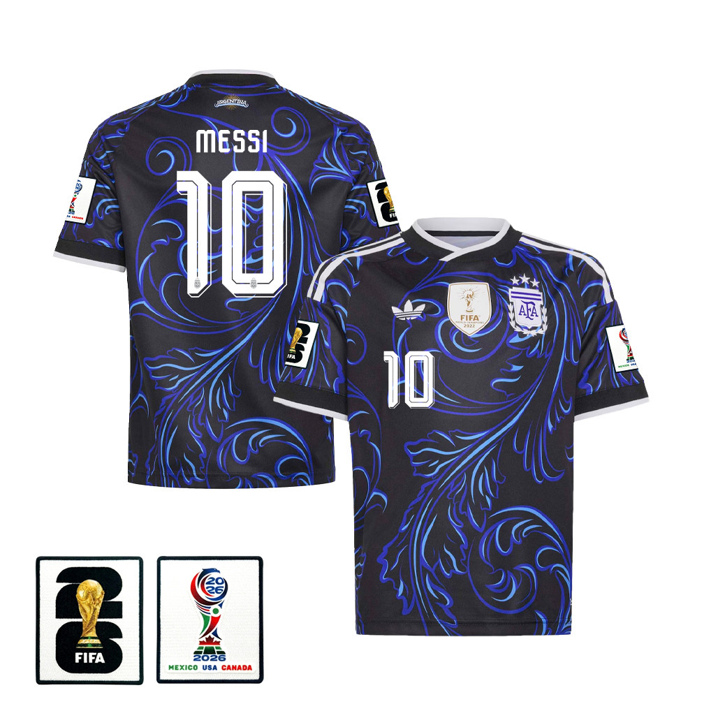 Lionel Messi 10 Youth Argentina National Team 2026 Away Jersey – Black – Jersey Teams