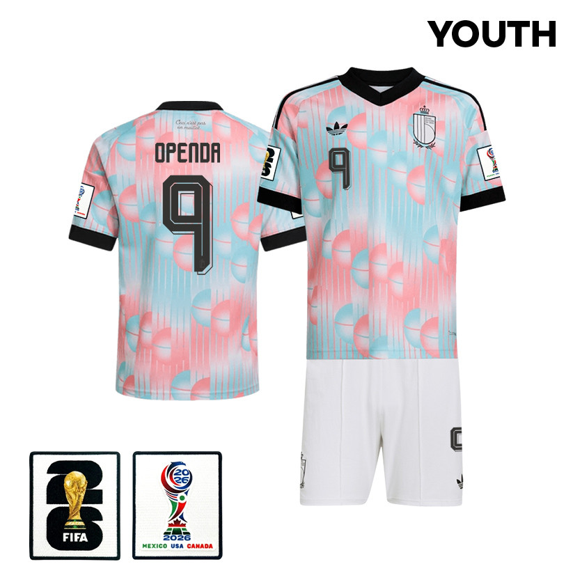 Loïs Openda 9 Belgium 2026 YOUTH Away Jersey & Shorts Set - Light Blue - Jersey Teams