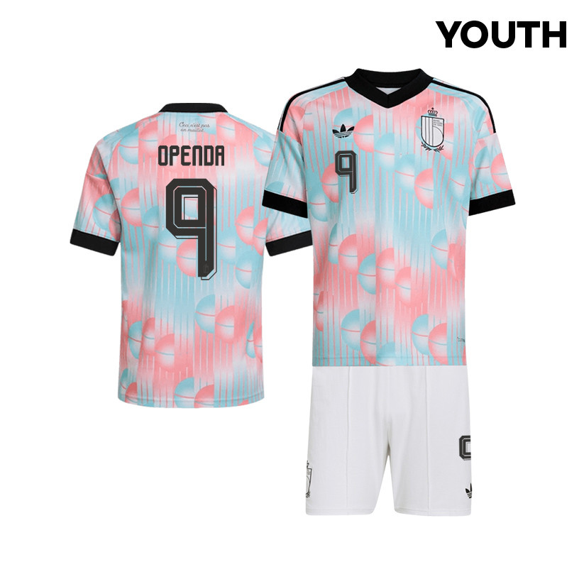Loïs Openda 9 Belgium 2026 YOUTH Away Jersey & Shorts Set - Light Blue - Jersey Teams
