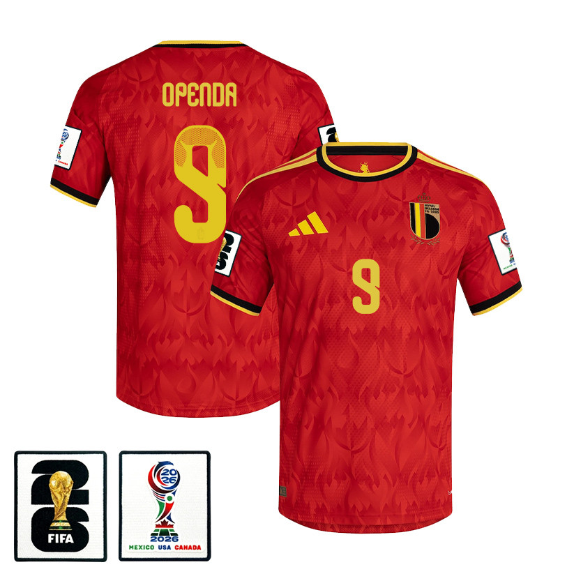 Loïs Openda 9 Belgium National Team 2026 x World Cup Patch Home Jersey - Red, Men - Jersey Teams